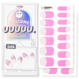 UUUUU. Semi Cured Gel Nail Strips (Spring Collection) - Real Gel, Long-Lasting & Easy to Apply & Remove, works any UV/LED Lamps - Spring 2025,Nail inspo,Nail Art Stickers (UGN103 Bombshell Pink)