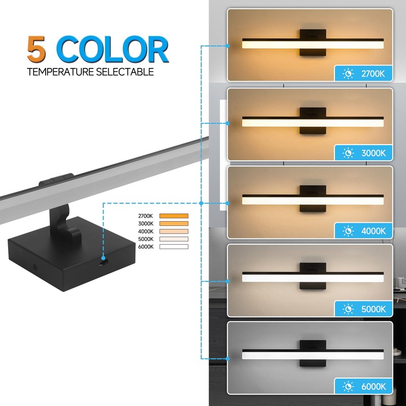 Velumina Modern Bathroom Mirror Light 24W Dimmable 5CCT Mirror Cabinet