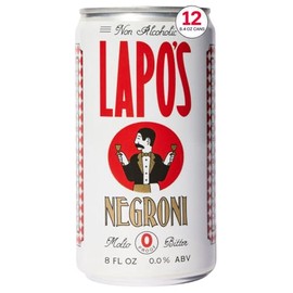 Lapo's Non Alcoholic Negroni, Non-Alcoholic Spirits, Gluten Free, For Non-Alcoholic Spritz, Zero Proof Drinks, Beverages & Mocktails, Alcohol Alternative, Lightly Sparkling & Bittersweet, 12 Pack