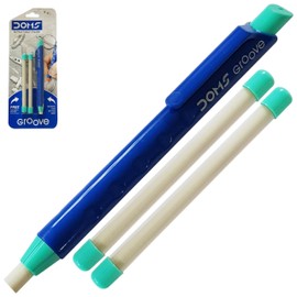 Groove Retractable Click Pencil Eraser, GREEN Body, Pack of 1, Eraser Refill, Pen-Style Mechanical Retract Eraser, School Office Home Use, iZOFAX Black Ball Pen