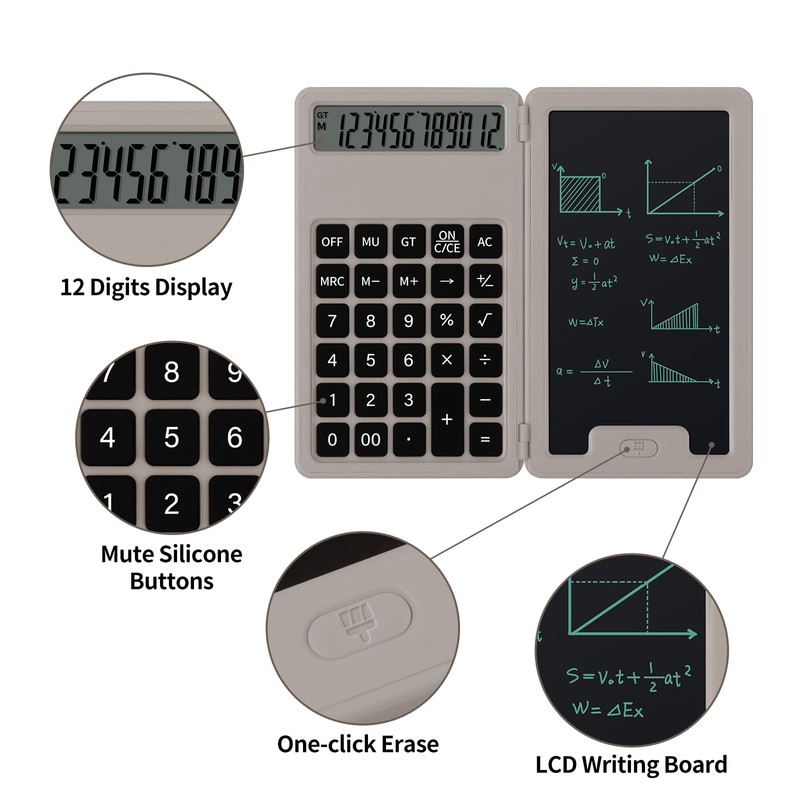 Desk Portable Basic Calculator with Notepad and Stylus, 12 Digit