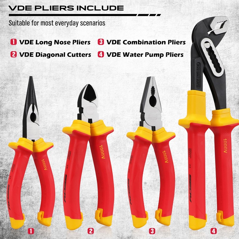 Insulated Screwdriver & Pliers Set: 14-Piece VDE Insulated Set 1000V
