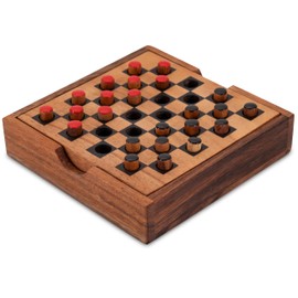 Wooden Draughts Checkers Men's Strategy Game – Thinking Game – Board Game