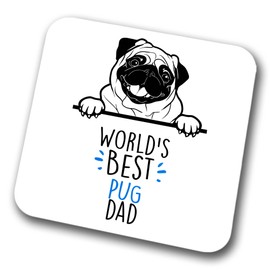Pug World's Best Dad Coaster Dog Dad Pug Dad Friend Funny Gift for Birthday Christmas, Pug Coaster