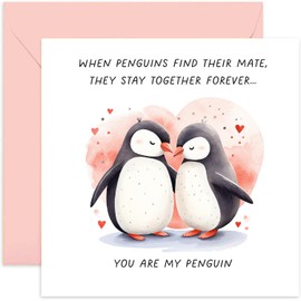Cute You Are My Penguin Anniversary Card - Fun Valentine Romantic Valentine's Day Card for Spouse Girlfriend Boyfriend Wife Husband Partner - Card for Him Her | Blank Inside Envelope