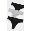 Honeydew Intimates Women's Bailey 3 Pack Thong, Black/Heather Grey/Black, L