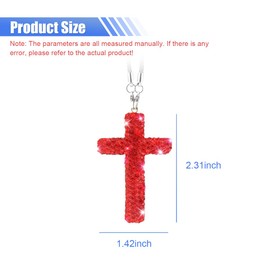 ZIMISI Bling Cross Car Hanging Ornament, Crystal Rhinestone Car Rearview Mirror Pendant for Women, Diamond Rear View Mirror Charm Present, Universal Vehicle Interior Decoration Accessory (Red)