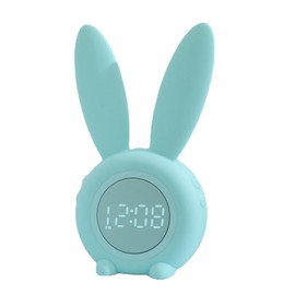 Digital Alarm Clock Cute Bunny Shape LED Night Light Luminous Digital Clock for Kids Bedroom Decor Green
