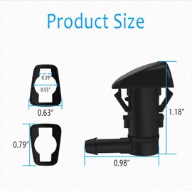 2PCS Front Windshield Washer Nozzles, Single Hole Windshield Sprayer Nozzle Replacement for Pontiac Chevy Jeep Saturn, Replaces: #55157323AA, 55157352AA, 55372143AB, 68260443AA, 55079049AA, 15247800