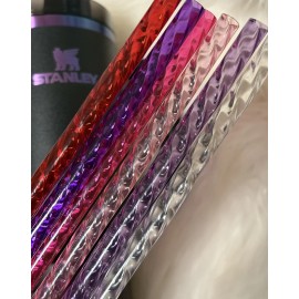 amber.orchid951 6-12" 10mm FAT- Red/Hot Pink/Grape Purple-Ice Pink-STRAW Glass Look Set
