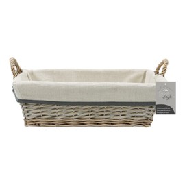 JVL Arianna Rectangular Willow Storage Basket, Grey Wash
