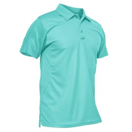 MAGCOMSEN Men Polo Shirts Short Sleeve Golf T Shirts Fishing Shirts Work Casual Quick Dry Shirts Water Blue XL