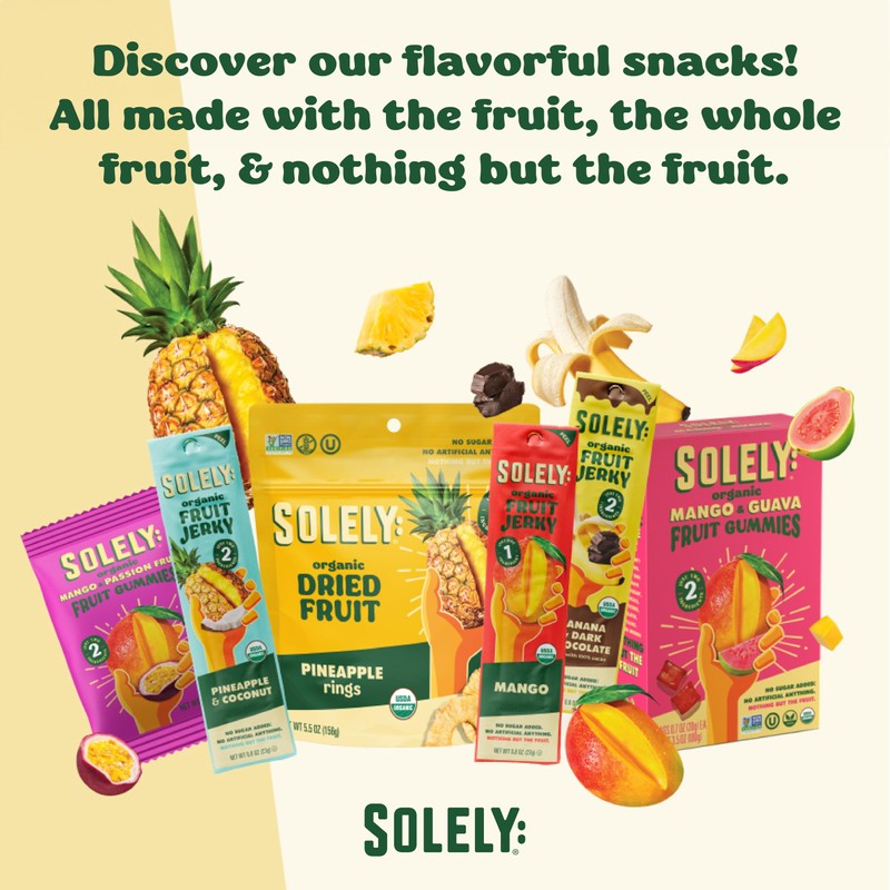 SOLELY - Organic Pineapple Fruit Jerky - 12 Individually Wrapped