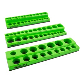 OEMTOOLS 22485 3-Pc Magnetic Socket Organizer, SAE Magnetic Socket Holder, Socket Holders for 68 Deep and Shallow Sockets, Socket Holders 1/4, 3/8, 1/2 Inch Sizes