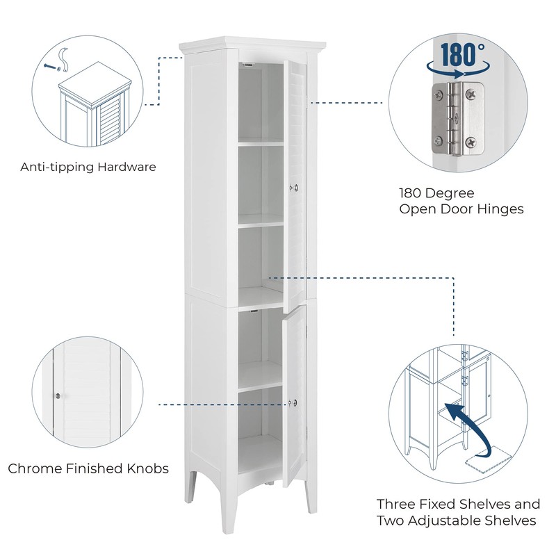 Teamson Home Glancy Tall Slim Freestanding Double Tier Floor Linen