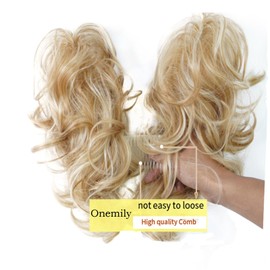 onemily Messy Bun Hair Piece Side Comb Clip in Hair Bun Hairpiece for Women Short Straight Adjustable Styles Synthetic Hair Scrunchies Natural Tousled Updo