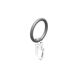 Interdeco Gardinenstangen Ringe mit Faltenhaken, Gardinenringe in Silbergrau (Kunststoff) für 16 mm Ø (10 Stück)