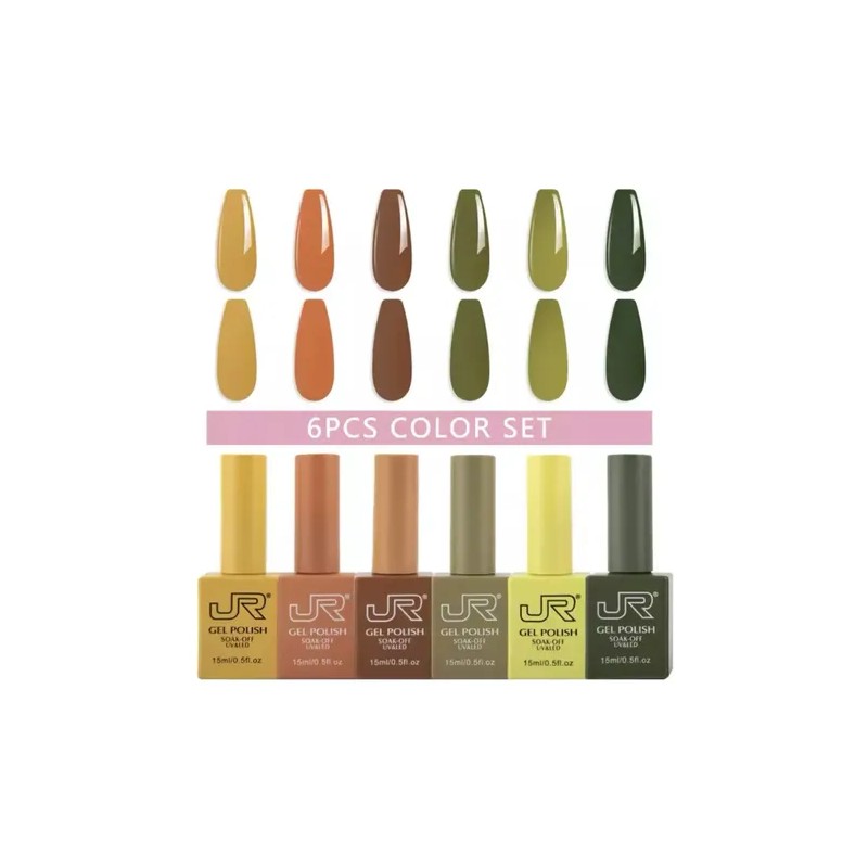 10 Gamas Gel Semipermanente Jr 6pz De 15 Ml Cuadrada