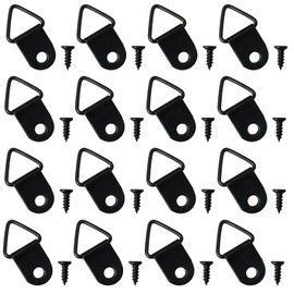 MEETOOT 50pcs Picture Frame Triangle Hook 23x10mm Black Single Hole Lifting Ring for Hanging Clock Paintings Artwork Picture Frame
