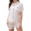 Yowmina Womens Satin Pajamas Set Shorts Sleeve Button Down Top
