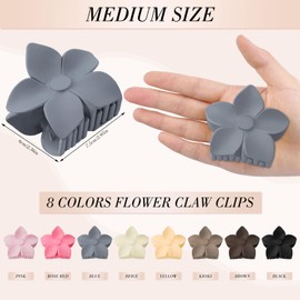 obeoby 8 Pcs Flower Claw Clips, Medium Hair Claw Clips for Thin Hair Hawaiian Flower Hair Clips Hibiscus Claw Clips Hair Accessories for Women Girls