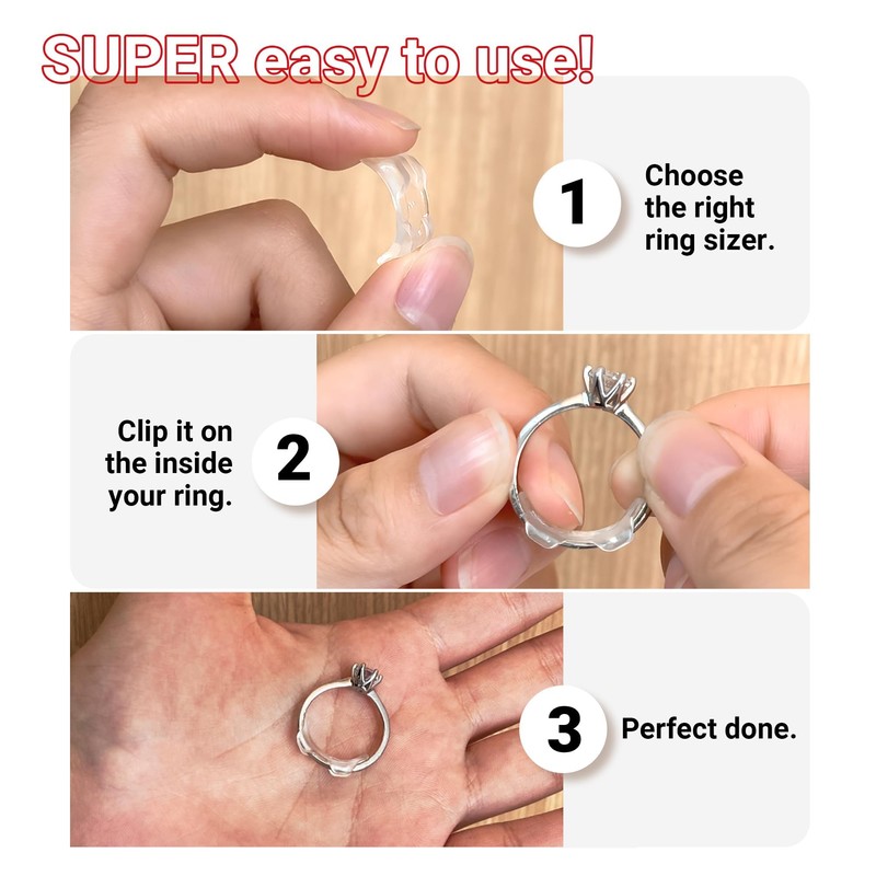 Omilly 8 SizesSilicone Ring Sizer Adjuster for Loose Rings –