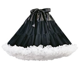SSDH 3-Layered Pleated Lolita Tulle Petticoat Tutu Puffy Party Cosplay Princess Underskirt (Black)