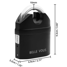 Belle Vous Black Anti Theft Security 110db Alarm Pad Lock with 3 Keys- Heavy Duty Multi Purpose Weatherproof Lock - Loud High Sound Motion Sensor