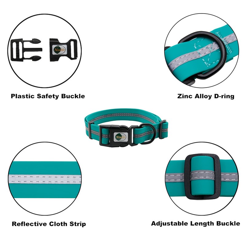 NIMBLE Dog Collar Waterproof Pet Collars Anti-Odor Durable Adjustable PVC