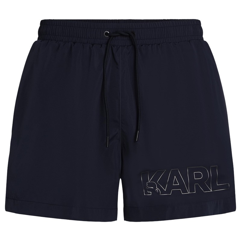 Karl Lagerfeld B.V Men's Med Metallic Logo Medium Boardshorts, Cypress,