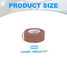 PATIKIL Self Adhesive Bandage Wrap 177" x 1", 50 Pcs Elastic Self Adherent Self Breathable Wrap Tape for Sport Stretch Athletic Wrist Ankle Outdoor Tape, Brown