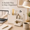 KINGFOM Luxury PU Leather Desk Organizer with Drawer, Modern Aesthetic
