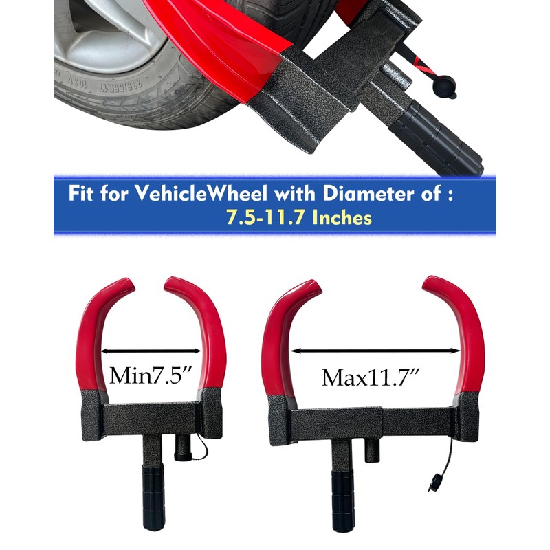Dodomes Universal Wheel Lock Heavy Duty Security Tires Lock Trailer