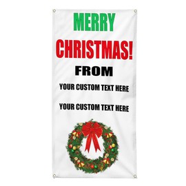 Custom Vertical Vinyl Banner Multiple Sizes Merry Christmas! Custom Family Name Holidays and Occasions Outdoor Weatherproof Industrial Yard Signs 4 Grommets 30x12Inches