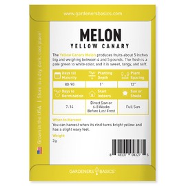 Yellow Canary Melon Seeds for Planting Heirloom, Non-GMO Vegetable Variety- 2 Grams Seed Great for Summer Melon Gardens by Gardeners Basics