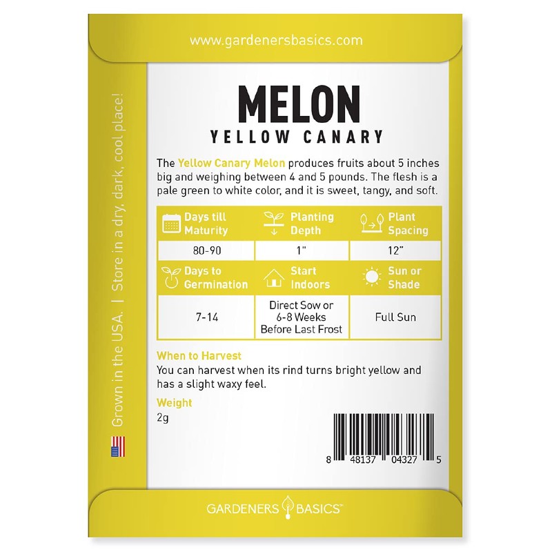 Yellow Canary Melon Seeds for Planting Heirloom, Non-GMO Vegetable Variety-