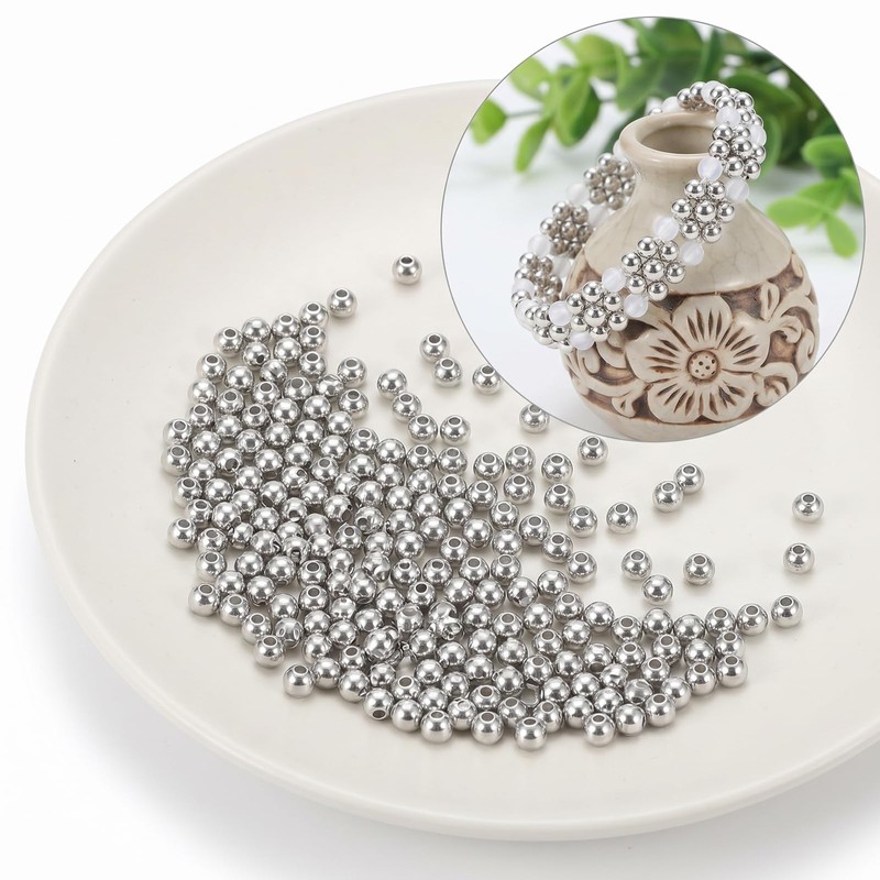SULIKJHUI 3000 Pcs 3mm Beads, Spacer Beads for Jewelry Making