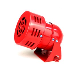 Motor Siren, MS-190 AC 110V 114dB Alarm Sound High Performance Buzzer, Electric Lute Powered Siren, Red Mini Alarm Horn for Home, Industrial, Shops and Security System