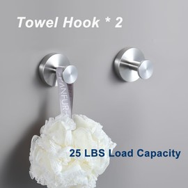 4 Pieces Bathroom Hardware Set Brushed Nickel SUS304 Stainless Steel with Toilet Paper Holder Robe Towel Hooks Towel Ring