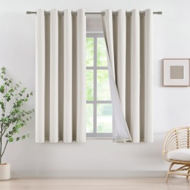 Vision Home Natural Linen Full Blackout Curtains Grommet Total Room Darkening Window Curtains 63 inches Long for Bedroom Living Room Energy Efficient Thermal Insulated Rustic Drapes 2 Panels 58"Wx63"L