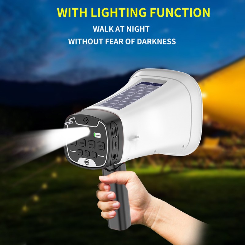 Solar-Powered Megaphone Speaker Portable Wireless BT PA Bullhorn Outdoor Recording