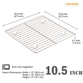 CHEFMADE Baking and Cooling Rack, 10.5-Inch Non-Stick Square Wire Rack for Oven Baking (Champagne Gold)