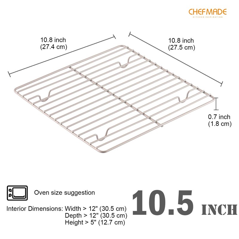 CHEFMADE Baking and Cooling Rack, 10.5-Inch Non-Stick Square Wire Rack