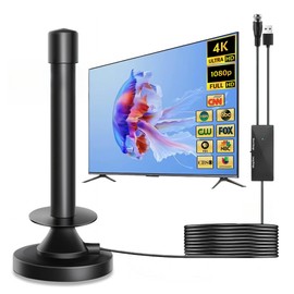 IGEAIIE 2025 Upgrade TV Aerial, Indoor TV Aerial HD for Smart TV with Signal Booster, Indoor aerial Strong Signal Support 4K 1080P Freeview Channels, TV Antenna Long Range With Magnetic Base