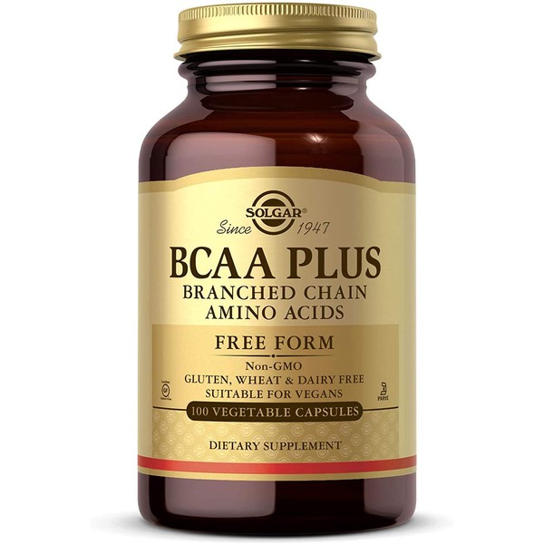 Solgar BCAA Plus, 100 Vegetable Capsules - Muscle & Exercise Support - Free Form Branched Chain Amino Acids with Vitamin B6 for Absorption - Non-GMO, Vegan, Gluten & Dairy Free, Kosher - 50 Servings