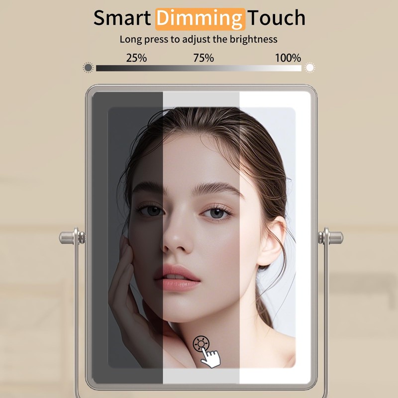 FUNTOUCH 5000mAh Rechargeable Wall Mounted Makeup Mirror with Lights