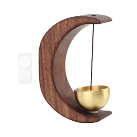 C Shape Magnetic Hanging Door Bell, Loud Sound Wooden Zen Grip Doorbell Chime, Hanging Wood Shop Keeper Bells for Business Door Opening, Entrance Decoration (Moon Shape)