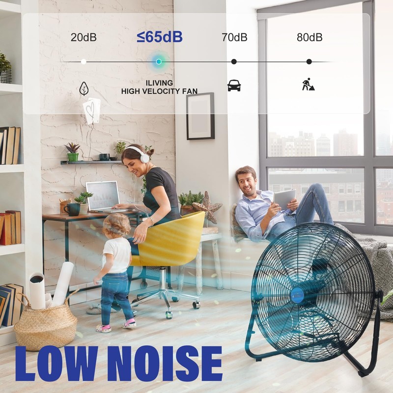 iLIVING 20 Inch Heavy Duty Floor & Wall Mount Fan