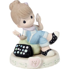 Precious Moments Growing in Grace Age 14 Collectible Porcelain Figurine, Brunette Girl - Ideal Keepsake for Birthdays, Anniversaries, and Special Occasions