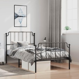 Casafoyer Metal Bed Frame with Headboard and FootboardBlack 39.4"x74.8" Twin